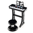 37-Key Kids Piano Keyboard w/Microphone Comfortable Stool for 3+ Kids Black