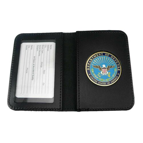 DOD Defense Department Leather Military ID Card Contractor License Credit Holder