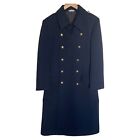 US Navy Military Wool Pea Trench Coat East Germany Full Length Mens Size 44 Blue