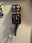 Vintage Black Rhinestoned Kit Cat Klock clock w box