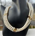 VINTAGE 925 SERLING SILVER GOLD TONE PEARL Necklace