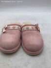 UGG Womens Lesli Pink Suede Closed Toe Bow Slip-On Clog Slipper Size 7