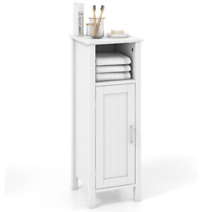 Bathroom Floor Storage Cabinet Free Standing w/ Single Door Adjustable Shelf