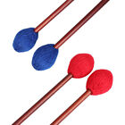 2 Pair Medium Marimba Mallets Percussion Sticks Yarn Wrapped Head Blue & Red