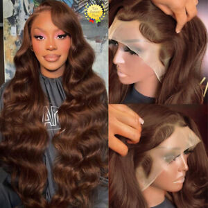 13×4 Chocolate Brown Body Wave Lace Front Wigs Human Hair For Women With Gifts