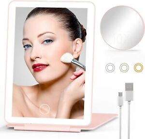 Travel Makeup Mirror with Lights 10x Magnifying Round Mirror Rechargeable Lig...