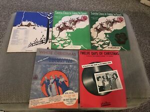 5 Pieces Vintage Christmas Sheet Music; Santa Claus Coming to Town; Others