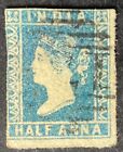 India 1854  half Anna pale blue stamp Die 1 vfu