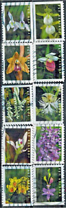 USA Stamps:  2020 SC 5445-54 (10) Wild Orchids, Booklet Stamps ,Used.  Off Paper