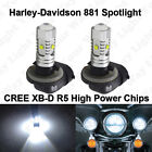 2x Xenon White 881 Spotlight Fog LED Bulbs for Harley Davidson Motorcycle Models