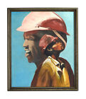 New ListingVintage 1980s Oil Painting African-American Construction Worker Lineman signed