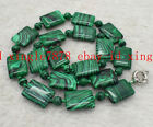 Natural 13x18mm Green Malachite Rectangle Gemstone Beads Necklace 20