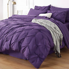 Purple Comforter Set Queen - Bed in a Bag Queen 7 Pieces, Pintuck Bedding Sets P
