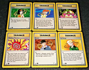 1ST EDITION - GYM HEROES - POKEMON TRAINER NON HOLO 6-CARD LOT (EX/NM)