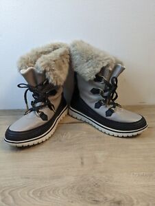 Sorel Snowdance lace waterproof Metallic Snow Boots Women Size 8 NL2258-103