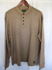 Filson Mens Henley Sweater Large Brown Long Sleeve 100% Cotton