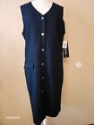Sag Harbor Womans 100% Black Wool Button Down Sleeveless Dress Size 12