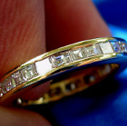 Earth mined Diamond French Square Deco Wedding Band Eternity Anniversary Ring