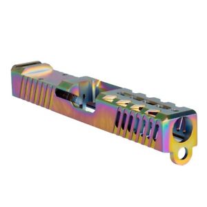 Glock 19 Gen 1-3 Compatible RMR Cut Stripped Slide - Rainbow DLC Coating