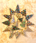 Vintage to Now Unsigned Christmas Tree Holiday Pin Brooch LOT 18 Rhinestones