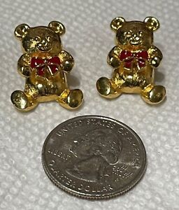 TEDDY BEAR. Earrings --Head moves separately --They sit up on shelf-Vntg