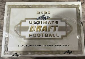 New Listing2020 Leaf Ultimate Draft Football FACTORY SEALED Hobby Box, 5 Autos