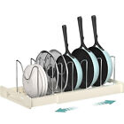 Expandable Pot and Pan Organizer Rack Holder with 7 Adjustable Dividers 11-22''