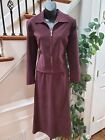 First Option Women's Brown Full Zip Jacket & Long Skirt Two Piece Suit Petite 6