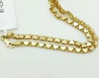 14k Solid Yellow Gold Heart Link Anklet Chain 8.5