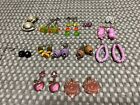 Vtg. Lot 12 Pairs of Funky Retro Dangle, Clip, Screw Back Earrings Colorful