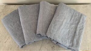 Pottery Barn Linen Set/4 Curtain panels Cotton Lined Blue Chambray