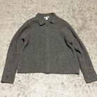 Vintage Eddie Bauer 100% Wool Gray Button-Front Cardigan Sweater Womens sz XL