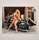 8x10 inch photo of a bikini babe posing on a Harley Panhead side-hack!