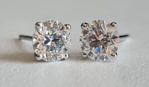 2.00 Ct Round Lab Created Grown Diamond Earrings 14K White Gold IGI Certified