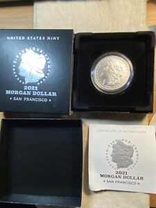 2021 S San Francisco Morgan Dollar Silver 100 Year Anniversary Coin OGP COA 21XF