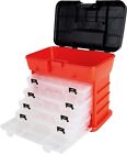 Toolbox Portable Multipurpose Organizer with Main Top Compartment and 4 drawers