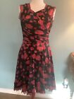 EFFIE’S HEART Red/Black Sleeveless Fit ‘n Flare Dress Pockets Cotton. Tulle.Sz M