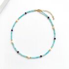 Natural Amazonite Pearl Crystal Stone Jewelry Blue Handmade Choker Necklace