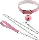 Premium PU Leather Collar Choker Necklace Bell with Chain Leash - Stylish Jewelr