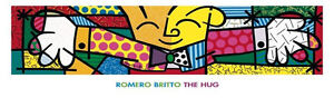The Hug by Romero Britto Art Print Colorful Rare Out of Print Poster 60x20