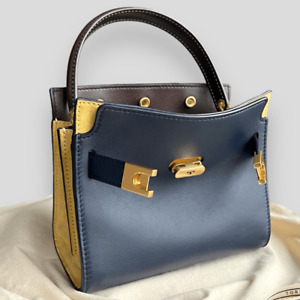 AUTHENTICATED Tory Burch Lee Radziwill Petite Double Bag in Tory Navy $598