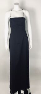 THEORY Women’s Dress Long Maxi Crisscrossed Back Solid Black 10 Cotton Blend