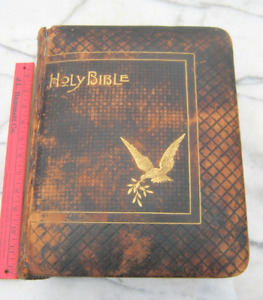 Antique 1892 Pictorial Family Holy Bible Old and New Testaments
