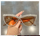 Vintage style cat eye sunglasses bling Rhinestone Champagne Beige Bling Sparkly
