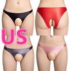 US Men Sissy Glossy Briefs Open Crotch Bikini Panties Sheer Underpants Lingerie