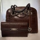 Brighton Chantilly Brown Leather Handbag Purse & Wallet Set Serial # A 256074
