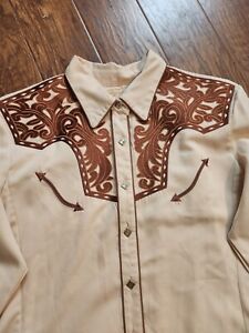 Vintage Scully western shirt mens large Embroidered Pearl Snap long sleeve