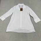 Habitat Womens Size M Button Front Cotton Shirt White Perforated Top