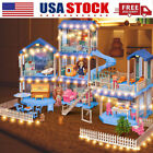 7 Rooms Barbie Huge Doll House With Led Lights Dollhouse + 3 Dolls Gift for Girl