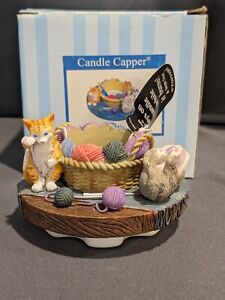 Vintage Old Virginia Candle Co Cat & Yarn Candle Capper